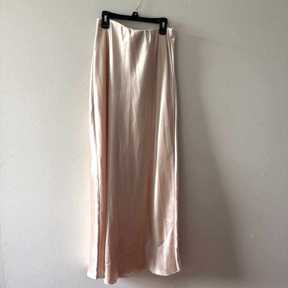 Express womens satin champagne colored maxi skirt size xs elastic waist